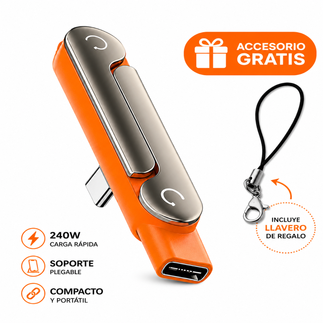 Adaptador USB-C 240W con Soporte Plegable (Carga Rápida)