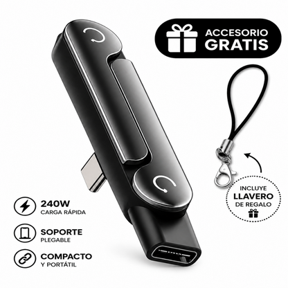 Adaptador USB-C 240W con Soporte Plegable (Carga Rápida)